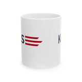 Copy of AALS Personalized Patriotic Kervin Ceramic Mug — Red & Navy Striped Political Coffee Cup (11oz/15oz)