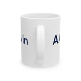 Copy of AALS Personalized Patriotic Kervin Ceramic Mug — Red & Navy Striped Political Coffee Cup (11oz/15oz)