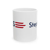 Copy of Copy of AALS Personalized Patriotic Stephanie Ceramic Mug — Red & Navy Striped Political Coffee Cup (11oz/15oz)