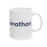 AALS Personalized Patriotic Jonathan Ceramic Mug — Red & Navy Striped Political Coffee Cup (11oz/15oz)